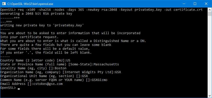 Openssl Generating Provate Key Hangs Windows